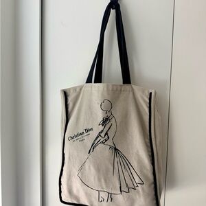 Authentic Christian Dior V&A Limited Edition White Ivory Canvas Tote Bag
